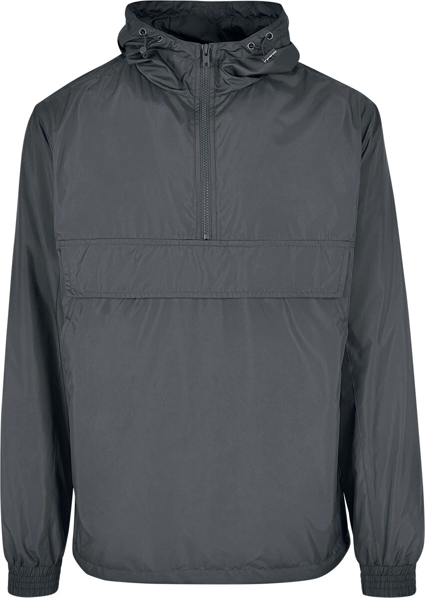 "Basic Pull-Over Jacket" Windbreaker Charcoal By Urban Classics 3 "Basic Pull-Over Jacket" Windbreaker Charcoal By Urban Classics