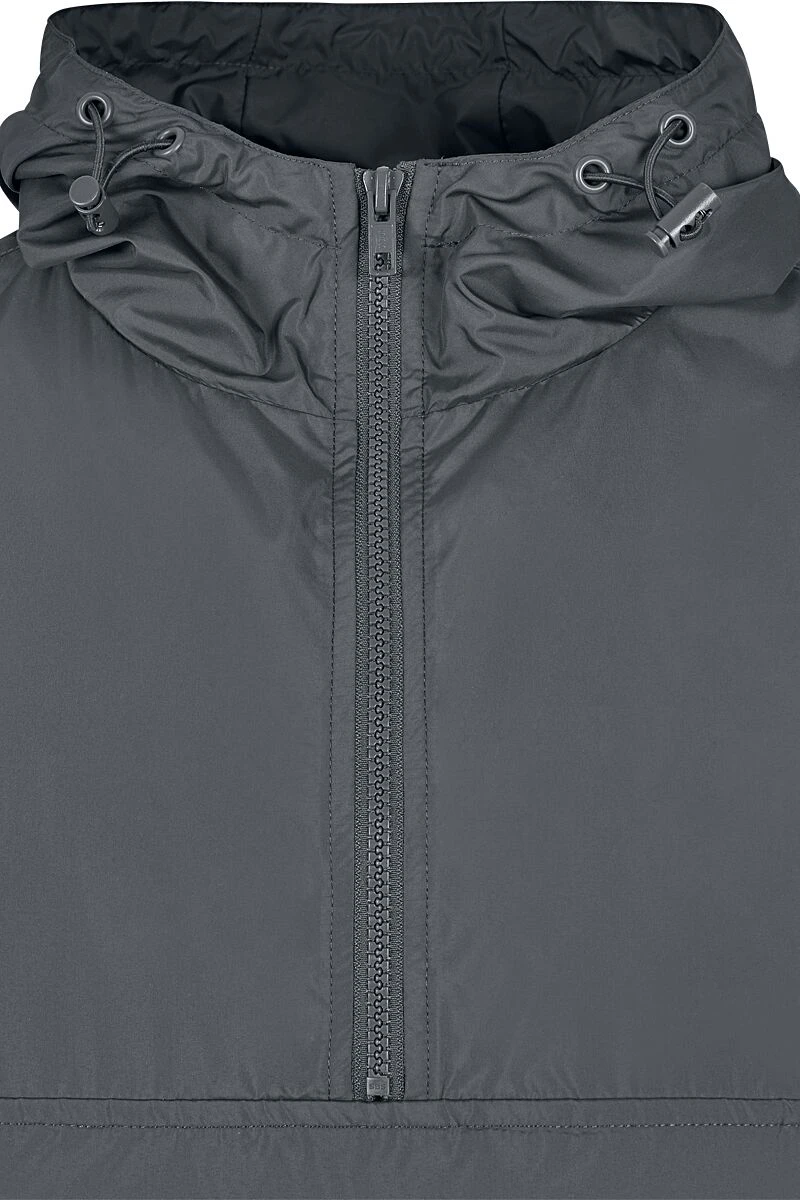 "Basic Pull-Over Jacket" Windbreaker Charcoal By Urban Classics 5 "Basic Pull-Over Jacket" Windbreaker Charcoal By Urban Classics - Image 3