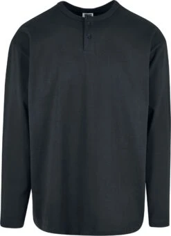 "Organic Oversized Henley Long-sleeved Shirt" Long-sleeve Shirt Black By Urban Classics