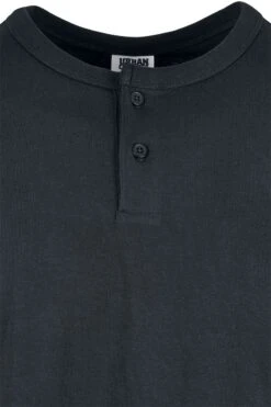 "Organic Oversized Henley Long-sleeved Shirt" Long-sleeve Shirt Black By Urban Classics -Men Fashion Clothing Store 523308d