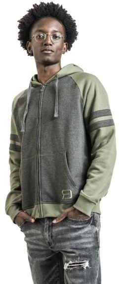 "Green/grey Zip Hoodie" Hooded Zip Green-grey By RED By EMP -Men Fashion Clothing Store 525992wa
