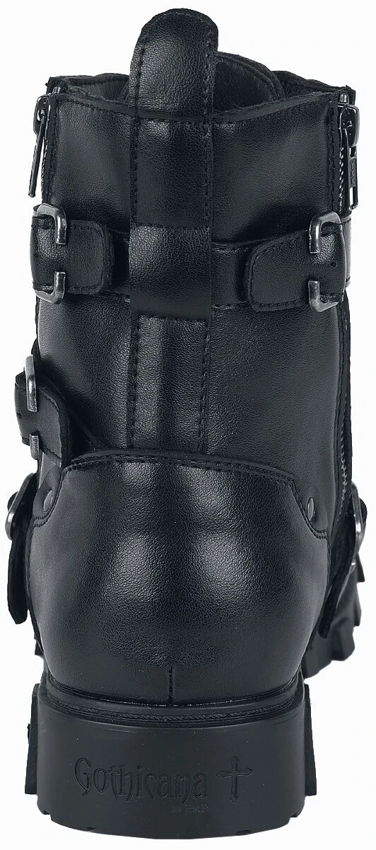 "Biker Boots With Buckles" Laced Boots Black By Gothicana By EMP 3 "Biker Boots With Buckles" Laced Boots Black By Gothicana By EMP - Image 2