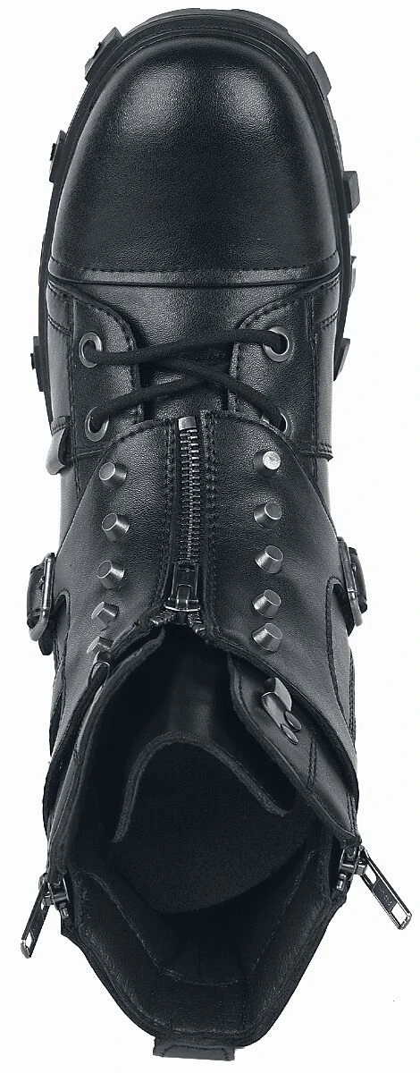 "Biker Boots With Buckles" Laced Boots Black By Gothicana By EMP 6 "Biker Boots With Buckles" Laced Boots Black By Gothicana By EMP - Image 5