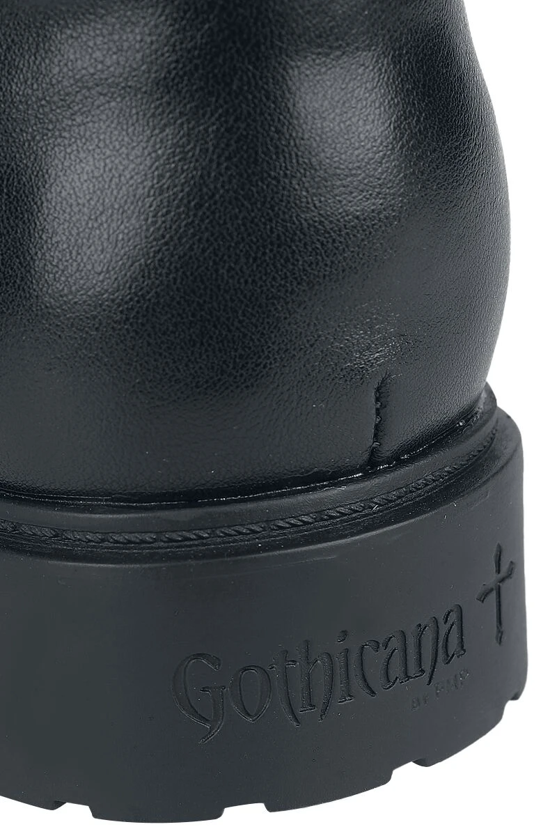 "Biker Boots With Buckles" Laced Boots Black By Gothicana By EMP 8 "Biker Boots With Buckles" Laced Boots Black By Gothicana By EMP - Image 7