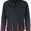"Long-sleeved Shirt With Flame Print" Longsleeve Black By Gothicana By EMP