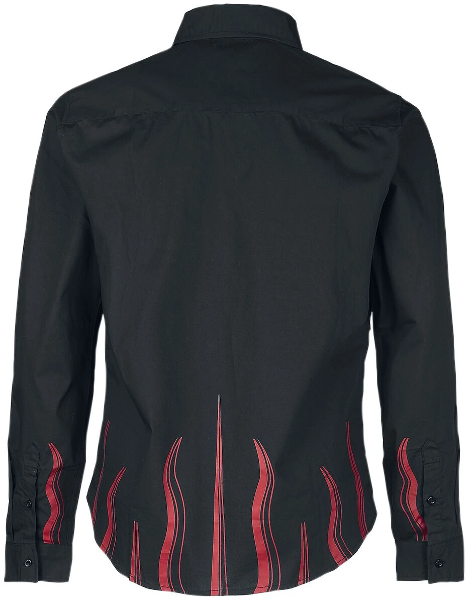 "Long-sleeved Shirt With Flame Print" Longsleeve Black By Gothicana By EMP 4 "Long-sleeved Shirt With Flame Print" Longsleeve Black By Gothicana By EMP - Image 2