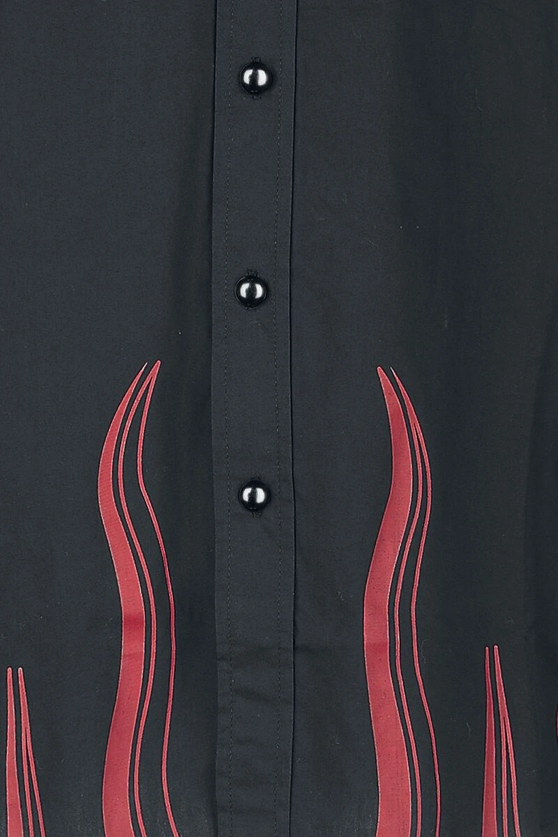 "Long-sleeved Shirt With Flame Print" Longsleeve Black By Gothicana By EMP 5 "Long-sleeved Shirt With Flame Print" Longsleeve Black By Gothicana By EMP - Image 3