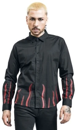 "Long-sleeved Shirt With Flame Print" Longsleeve Black By Gothicana By EMP 10 "Long-sleeved Shirt With Flame Print" Longsleeve Black By Gothicana By EMP -Men Fashion Clothing Store 526420wa