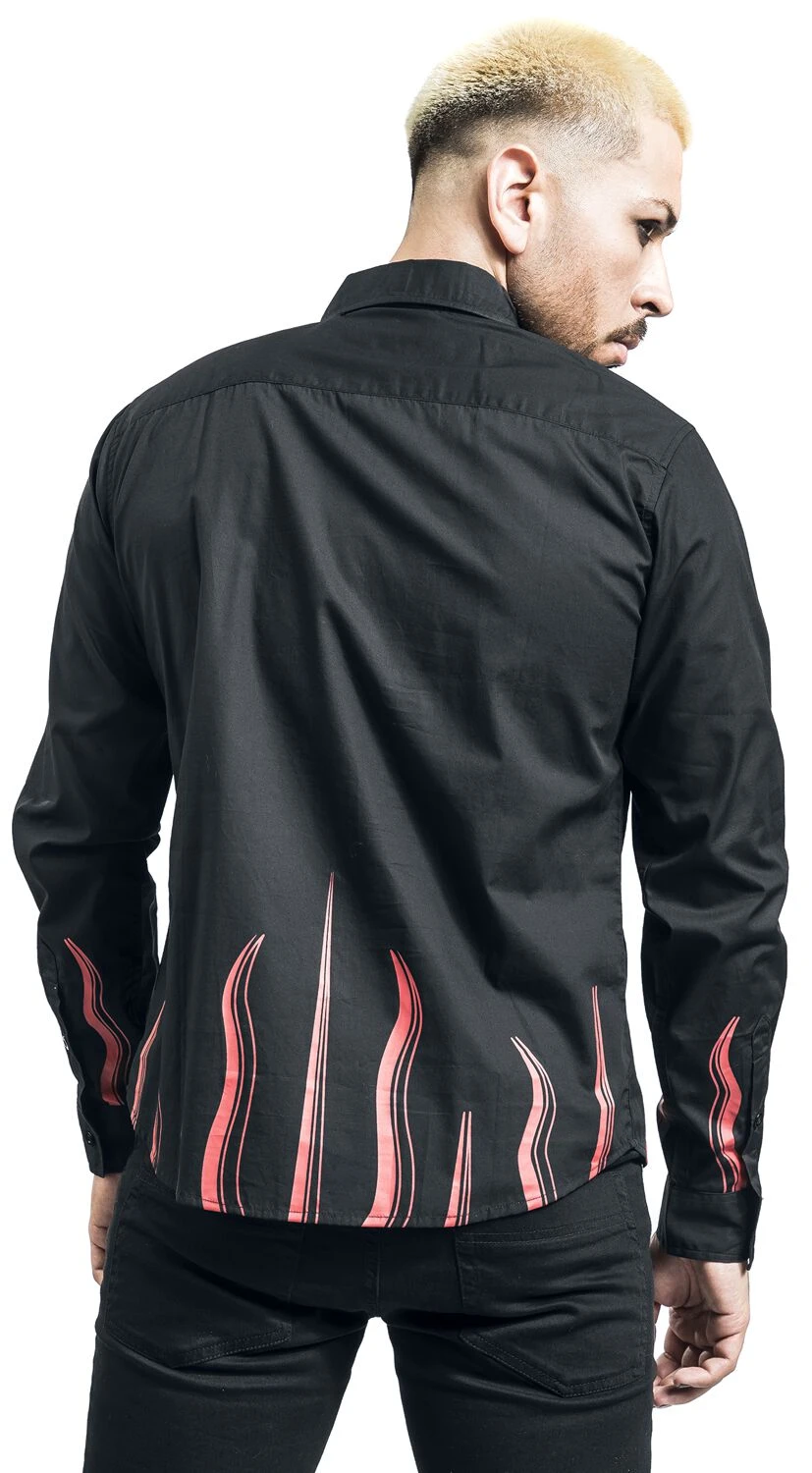 "Long-sleeved Shirt With Flame Print" Longsleeve Black By Gothicana By EMP 7 "Long-sleeved Shirt With Flame Print" Longsleeve Black By Gothicana By EMP - Image 5