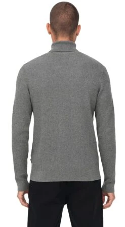 "ONSPHIL Reg 12 Struc Knitted Roll Neck" Sweatshirt Mottled Grey By ONLY And SONS -Men Fashion Clothing Store 527354wb
