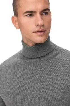 "ONSPHIL Reg 12 Struc Knitted Roll Neck" Sweatshirt Mottled Grey By ONLY And SONS -Men Fashion Clothing Store 527354wd