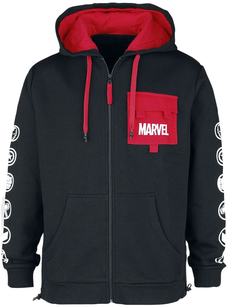 "Logos" Hooded Zip Black By Marvel 3 "Logos" Hooded Zip Black By Marvel