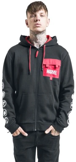 "Logos" Hooded Zip Black By Marvel 12 "Logos" Hooded Zip Black By Marvel -Men Fashion Clothing Store 527734wa