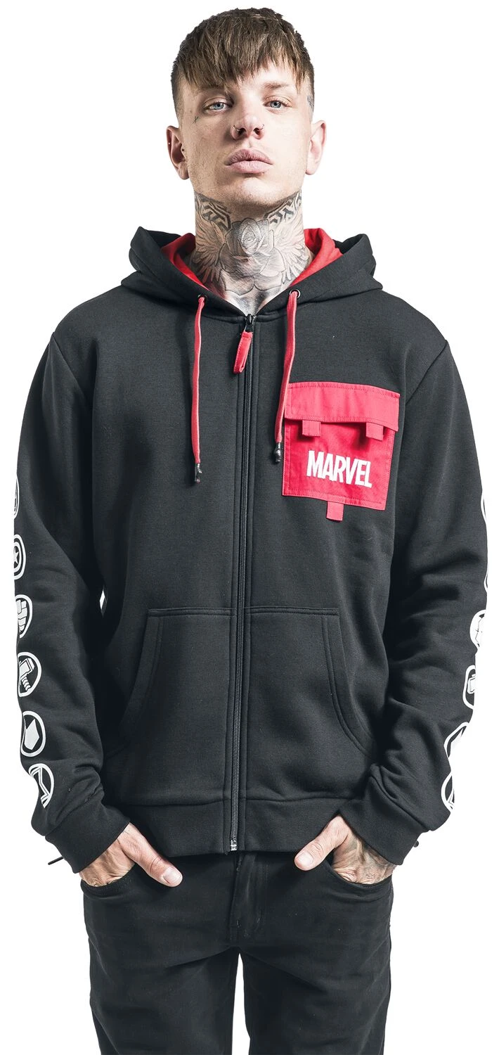"Logos" Hooded Zip Black By Marvel 7 "Logos" Hooded Zip Black By Marvel - Image 5