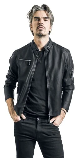 "EMP Signature Collection" Imitation Leather Jacket Black By Gojira -Men Fashion Clothing Store 528409wa