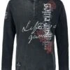 "Rock ‘n’ Roll Long-sleeved Shirt With Prints" Long-sleeve Shirt Grey By Rock Rebel By EMP -Men Fashion Clothing Store 528926a
