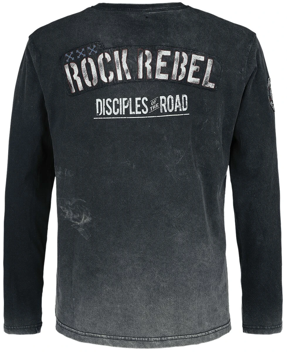 "Rock ‘n’ Roll Long-sleeved Shirt With Prints" Long-sleeve Shirt Grey By Rock Rebel By EMP 4 "Rock ‘n’ Roll Long-sleeved Shirt With Prints" Long-sleeve Shirt Grey By Rock Rebel By EMP - Image 2