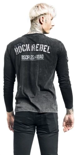 "Rock ‘n’ Roll Long-sleeved Shirt With Prints" Long-sleeve Shirt Grey By Rock Rebel By EMP 13 "Rock ‘n’ Roll Long-sleeved Shirt With Prints" Long-sleeve Shirt Grey By Rock Rebel By EMP -Men Fashion Clothing Store 528926wb