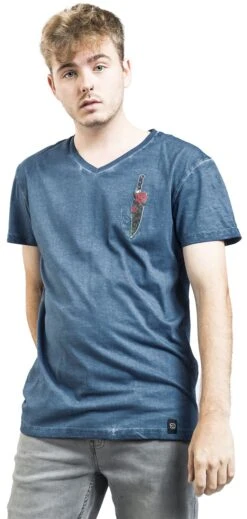 "T-shirt With Dagger And Embroidery Detail" T-Shirt Blue By RED By EMP -Men Fashion Clothing Store 529164wa