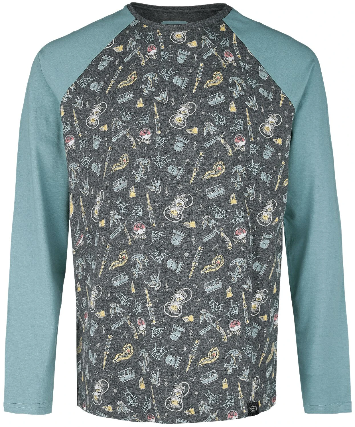 "Raglan Long-sleeved Top With Old-school Motifs" Long-sleeve Shirt Blue By RED By EMP 3 "Raglan Long-sleeved Top With Old-school Motifs" Long-sleeve Shirt Blue By RED By EMP