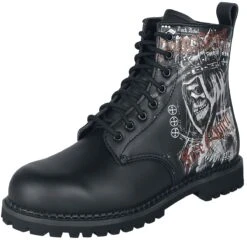 "Boots With Large Rock Rebel Print" Boot Black By Rock Rebel By EMP