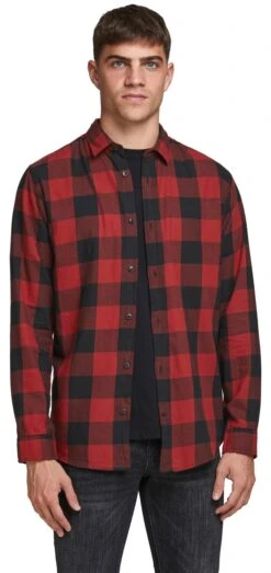 "JJEGINGHAM TWILL SHIRT L/S NOOS" Longsleeve Red-black By Jack & Jones