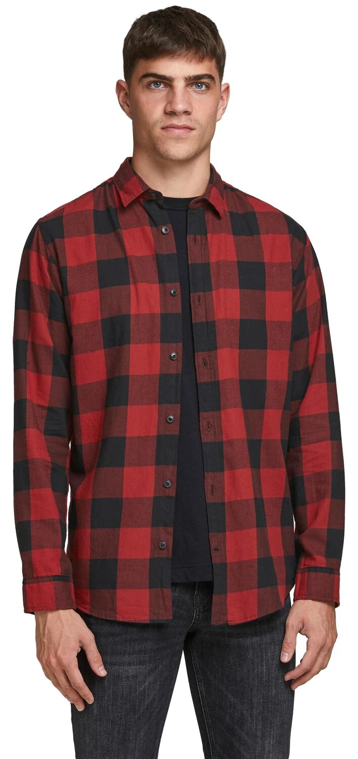 "JJEGINGHAM TWILL SHIRT L/S NOOS" Longsleeve Red-black By Jack & Jones 3 "JJEGINGHAM TWILL SHIRT L/S NOOS" Longsleeve Red-black By Jack & Jones