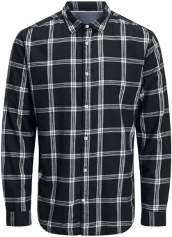 "JJEGINGHAM TWILL SHIRT L/S NOOS" Longsleeve White-black By Jack & Jones
