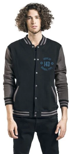 "Snorlax" Varsity Jacket Black/mottled Grey By Pokémon -Men Fashion Clothing Store 536919wa