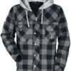 "Lumber Jacket With Hood" Between-seasons Jacket Black-grey By RED By EMP -Men Fashion Clothing Store 542601a