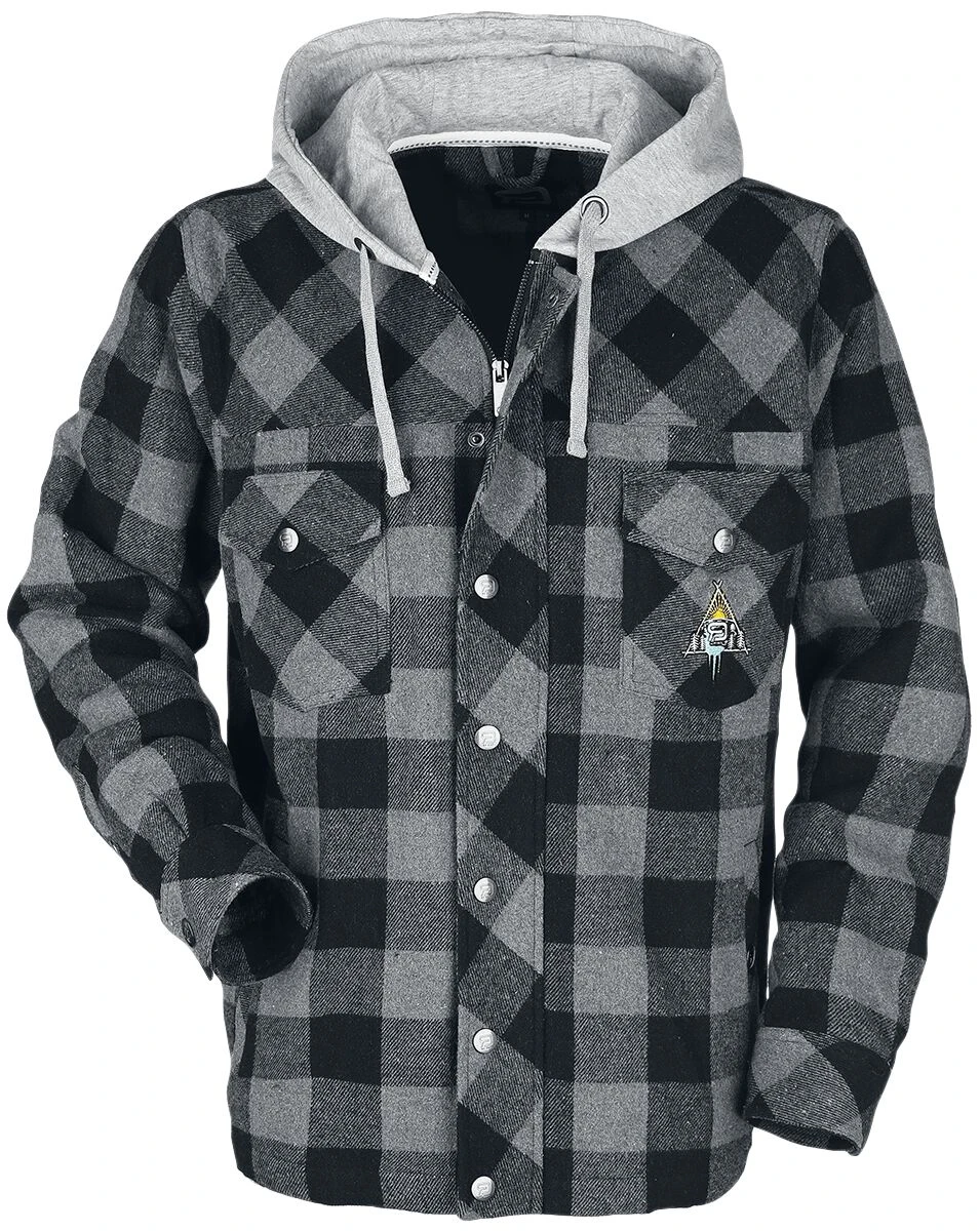 "Lumber Jacket With Hood" Between-seasons Jacket Black-grey By RED By EMP 3 "Lumber Jacket With Hood" Between-seasons Jacket Black-grey By RED By EMP