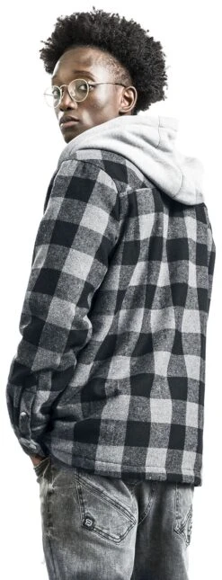 "Lumber Jacket With Hood" Between-seasons Jacket Black-grey By RED By EMP 17 "Lumber Jacket With Hood" Between-seasons Jacket Black-grey By RED By EMP -Men Fashion Clothing Store 542601wb