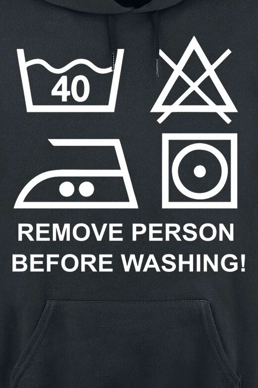 "Remove Person Before Washing!" Hooded Sweater Black By Slogans 4 "Remove Person Before Washing!" Hooded Sweater Black By Slogans - Image 2