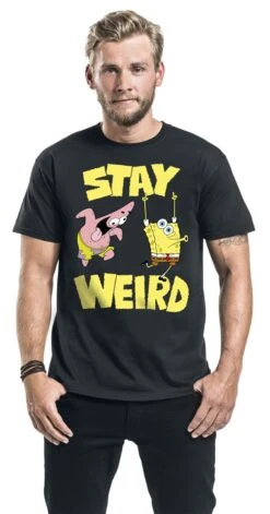 "Stay Weird" T-Shirt Black By SpongeBob SquarePants -Men Fashion Clothing Store 549537wa