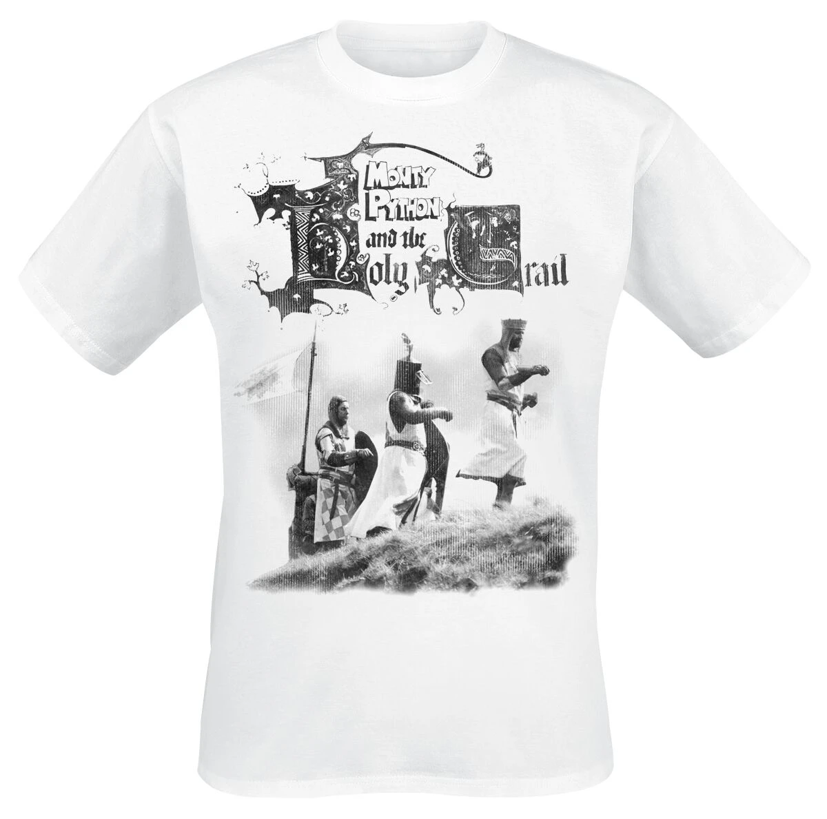 "Monty Python Holy Grail Knight Riders" T-Shirt White 3 "Monty Python Holy Grail Knight Riders" T-Shirt White