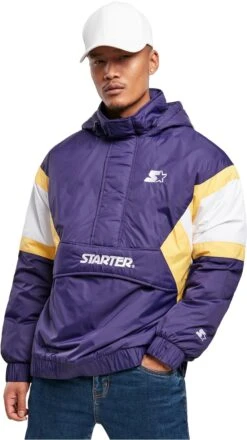 "Starter Colour Block Half-zip Retro Jacket" Between-seasons Jacket Lilac By Starter -Men Fashion Clothing Store 549970wa