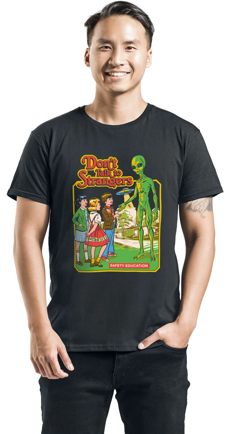 "Don't Talk To Strangers" T-Shirt Black By Steven Rhodes 5 "Don't Talk To Strangers" T-Shirt Black By Steven Rhodes - Image 3