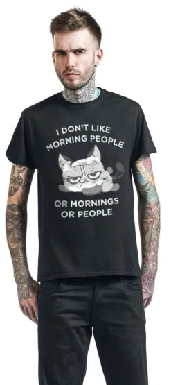 "I Don’t Like Morning People..." T-Shirt Black By Tierisch -Men Fashion Clothing Store 553983wa